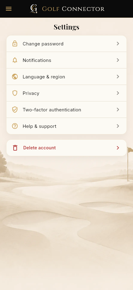 Profile — settings