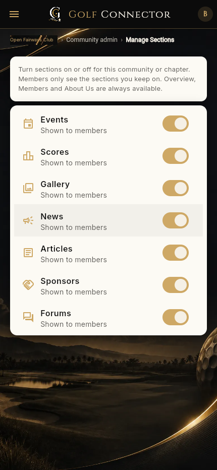 Manage which sections members see