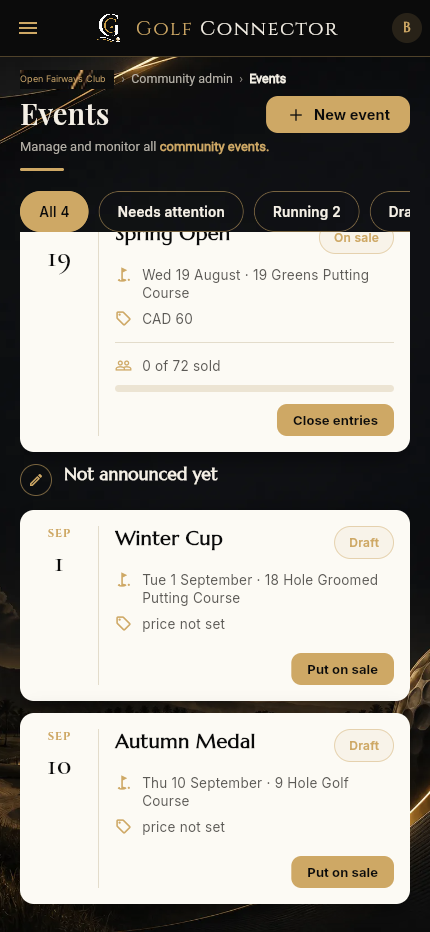 Manage events