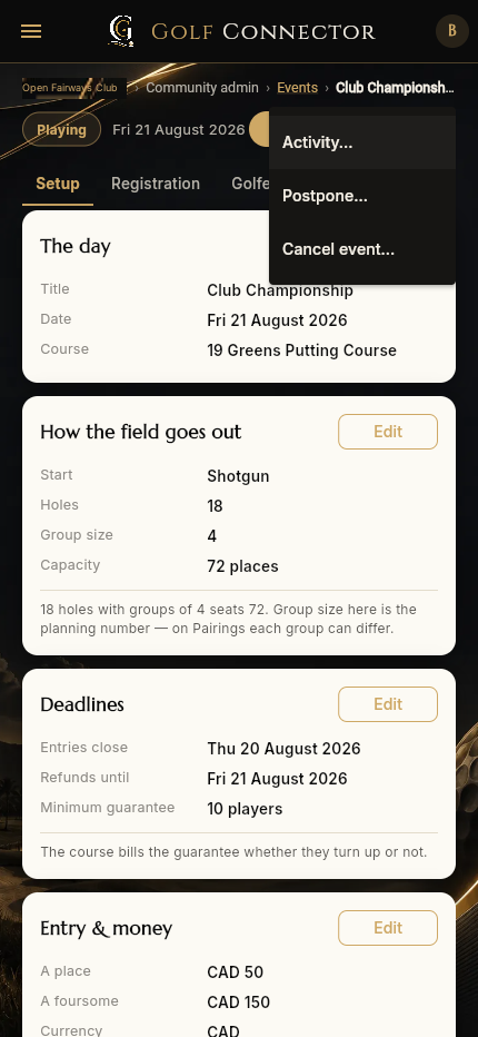Event menu